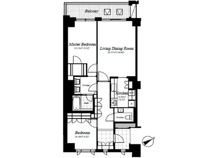 麻布第一マンションズ(2LDK/4階)の間取り写真