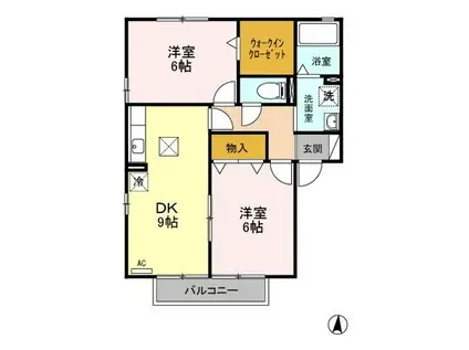 グランデ・カノン(2DK/2階)の間取り写真