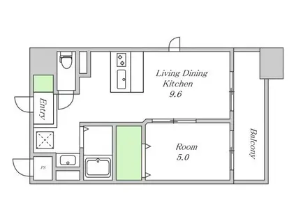 第1関根マンション(1LDK/4階)の間取り写真