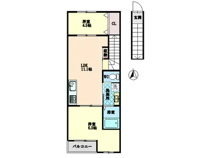 ピース・クラッセ(2LDK/2階)の間取り写真