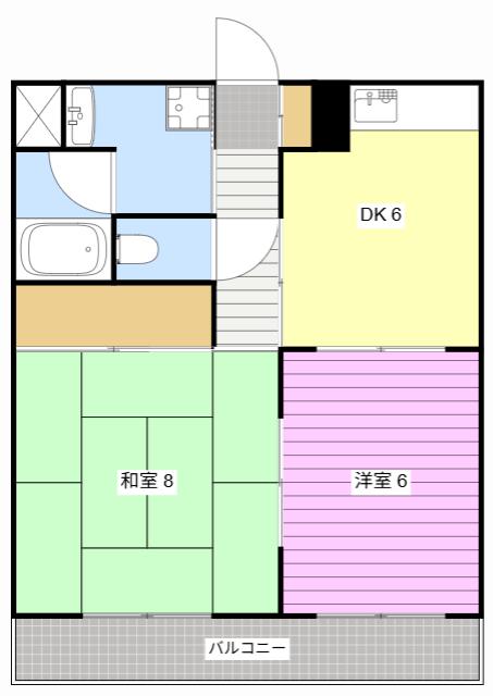 オズハウス2(2DK/3階)の間取り写真
