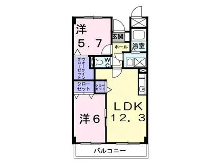 ヴィラ・アベニール(2LDK/4階)の間取り写真