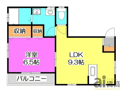 BUSH CLOVERブッシュクローバー(1LDK/2階)の間取り写真