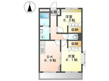 グリーンハイツ(2DK/1階)の間取り写真