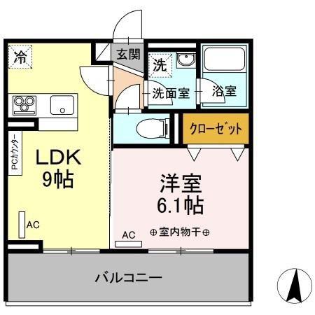 パインフィールド(1LDK/2階)の間取り写真
