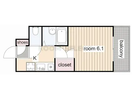 TIP TOP 藤が丘(1K/2階)の間取り写真