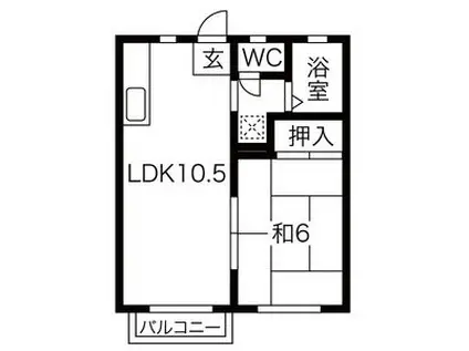 ビブロスヒルC・D(1LDK/2階)の間取り写真