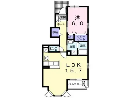 ブルックC(1LDK/1階)の間取り写真