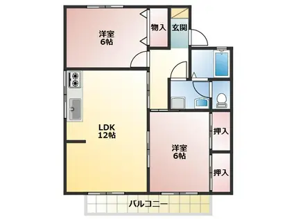 ユトリロ新栄 B棟(2LDK/2階)の間取り写真