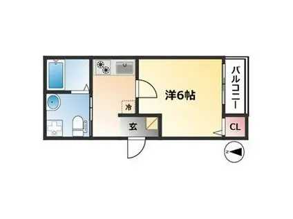 SMILE栄(1K/2階)の間取り写真