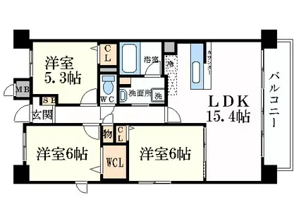 ブラン ジュール(3LDK/2階)の間取り写真