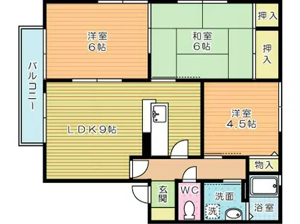パラシオ赤坂B棟(3LDK/2階)の間取り写真