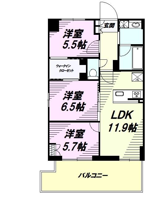LUXENA八王子寺町(2SLDK/8階)の間取り写真