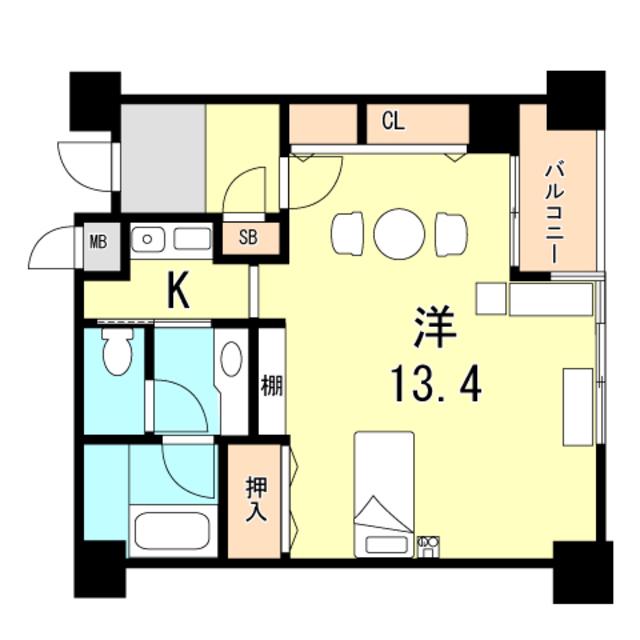 ルーア芦屋(ワンルーム/1階)の間取り写真