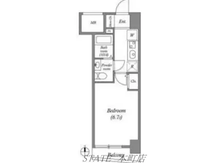 SERENITE本町REFLET(1K/8階)の間取り写真