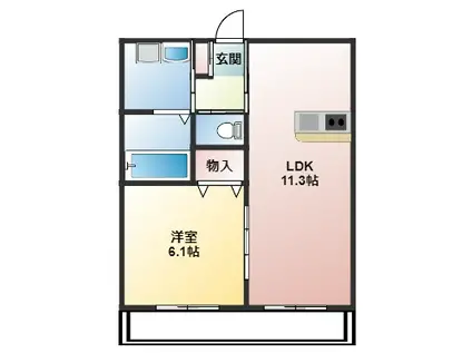 ファビュラスリガード(1LDK/3階)の間取り写真