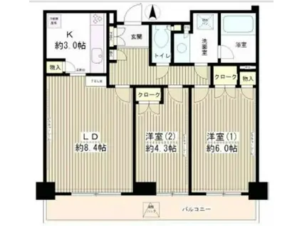 ラフィーネ阿佐谷(2DK/7階)の間取り写真