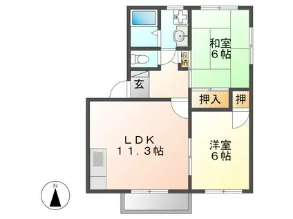 モンシャトー可児 C(2LDK/2階)の間取り写真