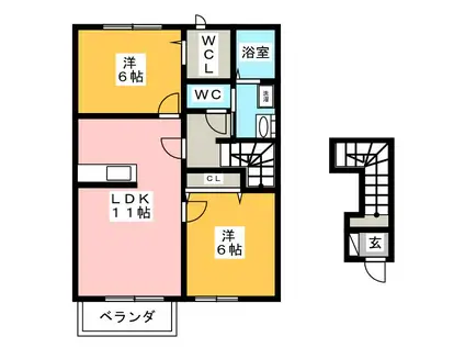 エアリー(2LDK/2階)の間取り写真