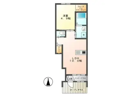 カーサ・フォレスタ(1LDK/1階)の間取り写真