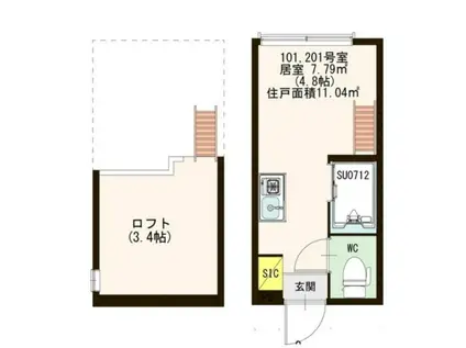 ハーモニーテラス高円寺南II(ワンルーム/1階)の間取り写真