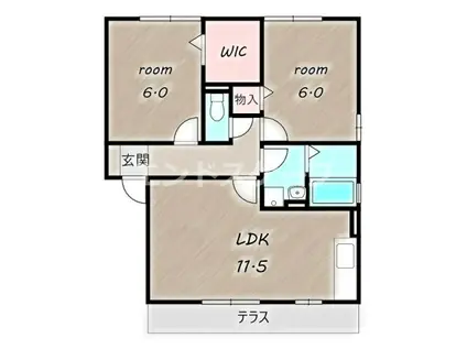 クレストコートB(2LDK/2階)の間取り写真