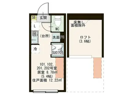 AZUR井荻(ワンルーム/1階)の間取り写真