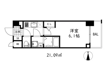 シオンコウベベイサイド(1K/4階)の間取り写真