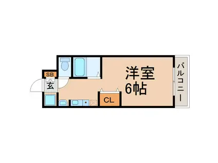 ユニテソリステ津門川(1K/3階)の間取り写真