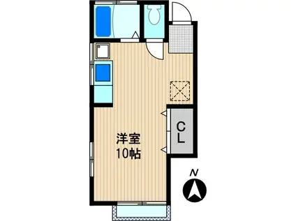 橘ハイツ(ワンルーム/2階)の間取り写真