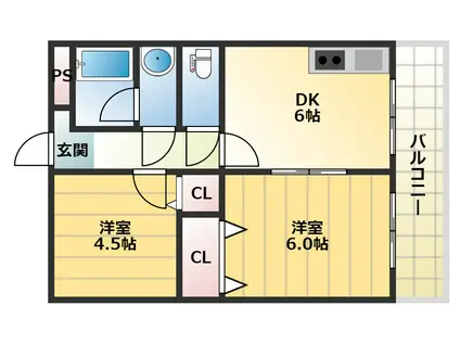 ステラマリス伸和(2DK/1階)の間取り写真