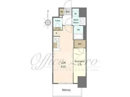 S-RESIDENCE亀島駅前ASCENT(1LDK/8階)の間取り写真