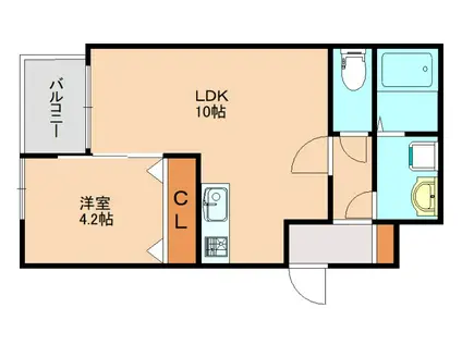 LILY高宮(1LDK/3階)の間取り写真