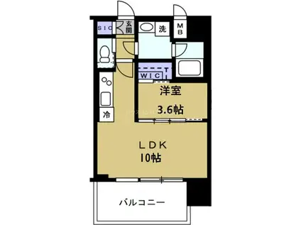 プレジオ弁天町EURO(1LDK/5階)の間取り写真
