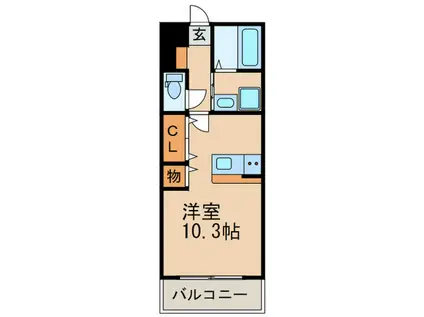 グランドゥール小倉(ワンルーム/2階)の間取り写真