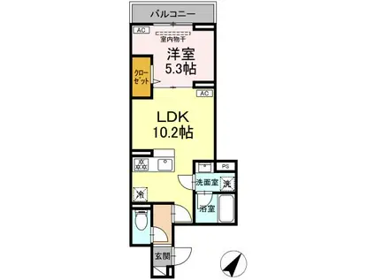 セレスティア下丸子(1LDK/2階)の間取り写真