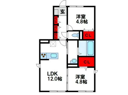 エレガンスプラスIII(2LDK/1階)の間取り写真