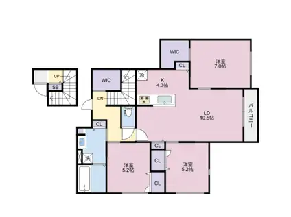 BELLE LEAD 東吉野 B棟(3LDK/2階)の間取り写真