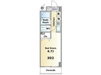 ピネード春日(1K/3階)の間取り写真