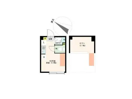 VILLATA平井(ワンルーム/1階)の間取り写真