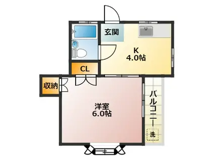 ハイムエクセラー大竹(1K/2階)の間取り写真