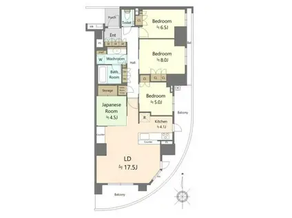 ブリリアシティ横浜磯子D棟(4LDK/3階)の間取り写真