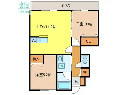 PORTE BONHEUR(2LDK/1階)の間取り写真