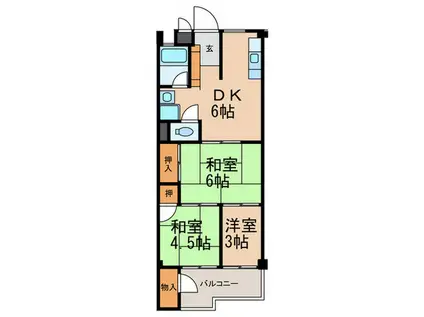 成徳グリーンハイツ(3DK/3階)の間取り写真