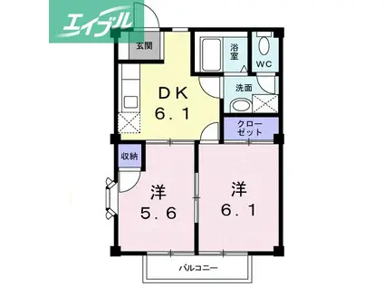 グリーンパークII(2DK/2階)の間取り写真