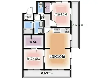 寺山パークハイツ(2LDK/1階)の間取り写真