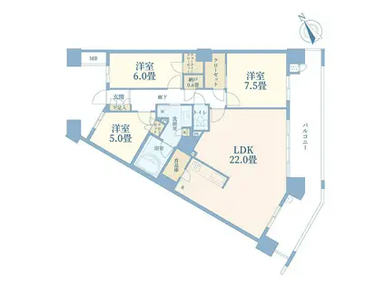 センターフィールド浦和美園壱番街フロントランド(3LDK/3階)の間取り写真
