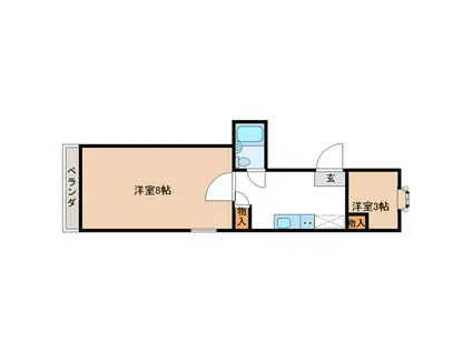 メゾンナバタ一番町(2K/1階)の間取り写真