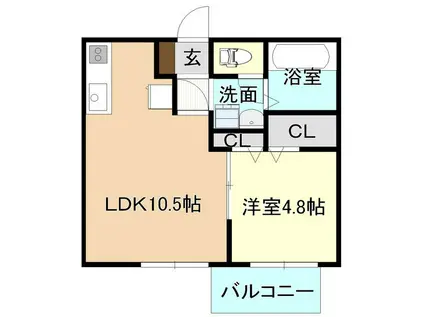 メゾンK(1LDK/2階)の間取り写真