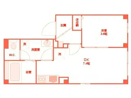 ベルメゾンII(1DK/1階)の間取り写真